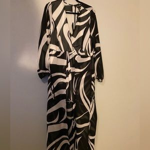 Black and white swirl wrap romper